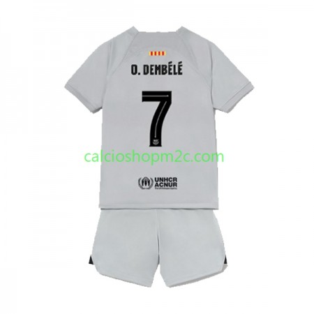 Barcellona Ousmane Dembele 7 Bambino Maglia Terza 2022/2023 Manica Corta (+ Pantaloncini)